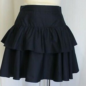 J CREW TIERED RUFFLE SKIRT COTTON NAVY BLUE